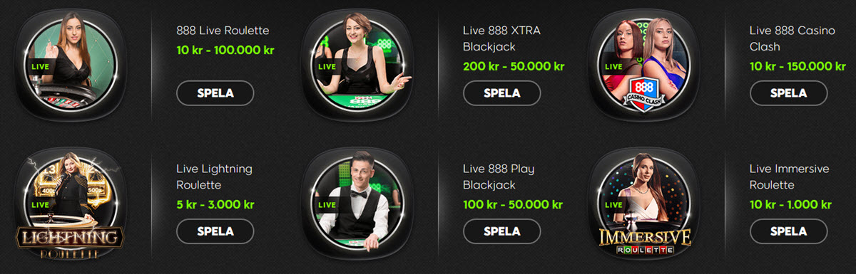 live casino 888