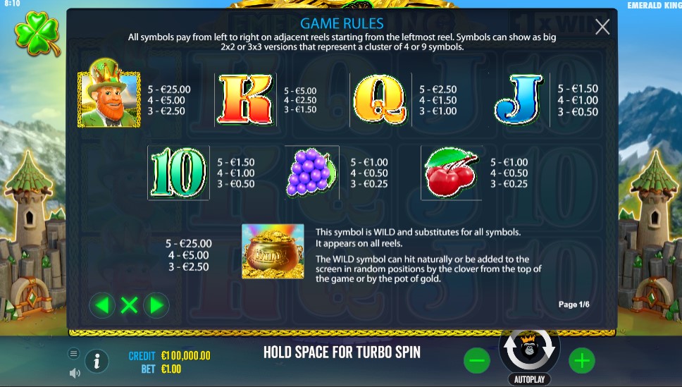 Emerald King Payouts