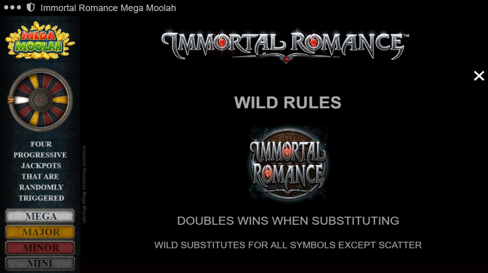 Immortal Romance Mega Moolah Wild Symbol