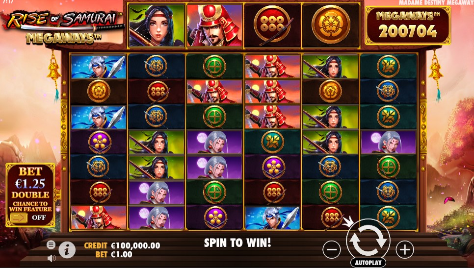 Rise of Samurai Megaways Main Screen
