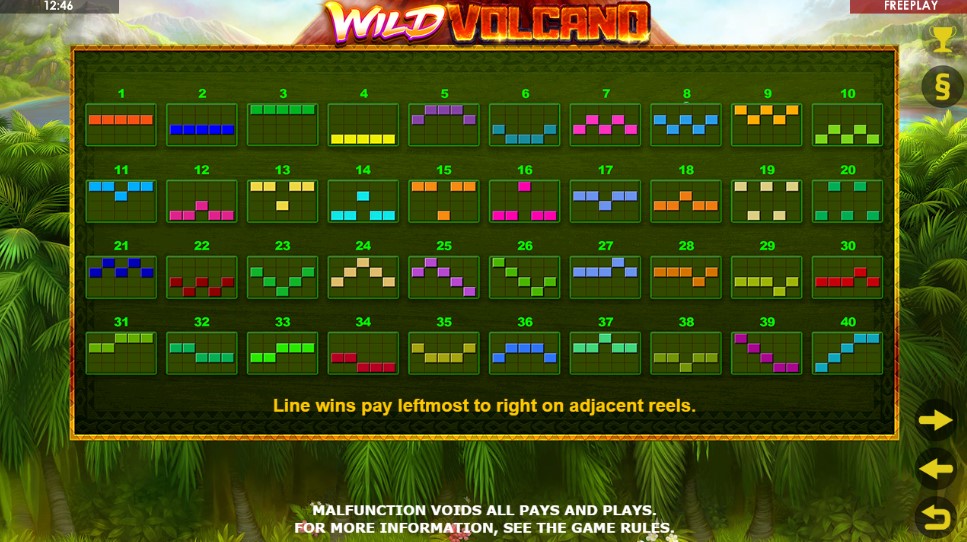 Wild Volcano Paylines