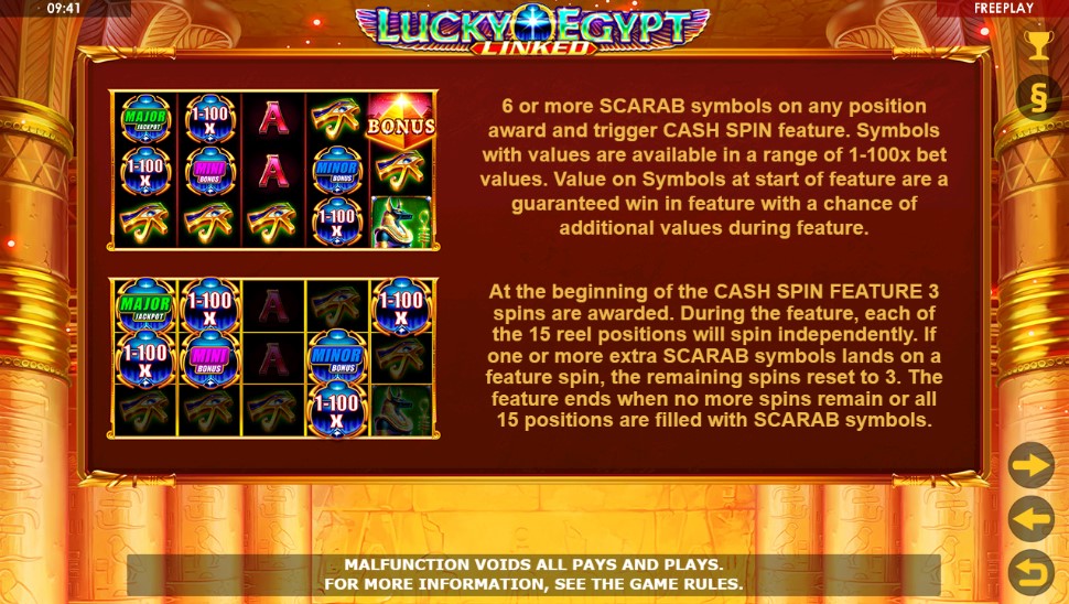 Lucky Egypt Cash Spin Feature