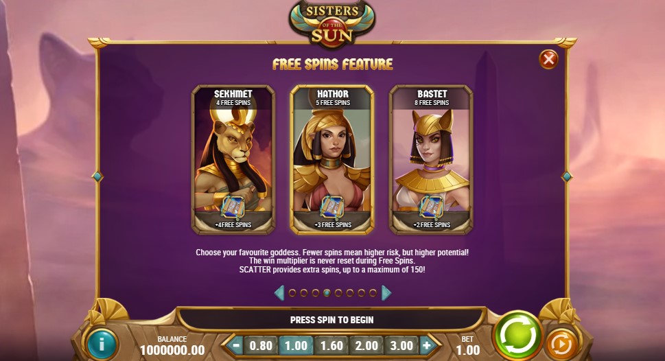 Sisters of the Sun Free Spins