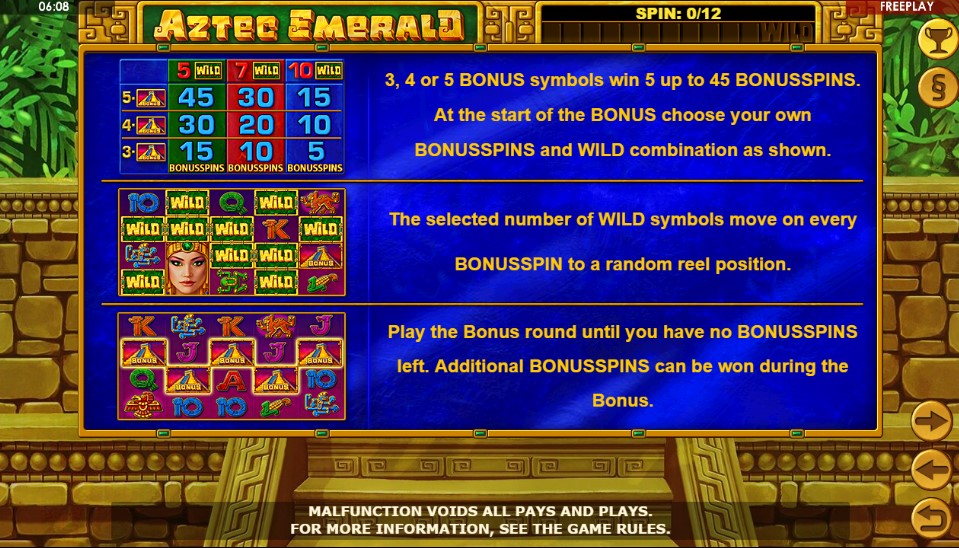 Aztec Emerald Bonus Spins