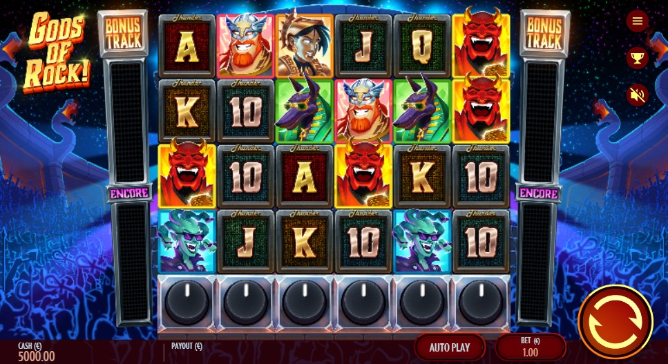 Gods of Rock Main Screen
