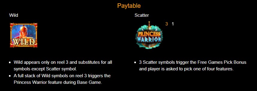 Princess Warrior Special Symbols