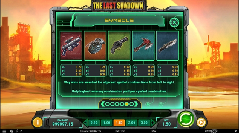 The Last Sundown Paytable