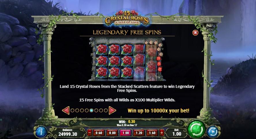 15 Crystal Roses Free Spins