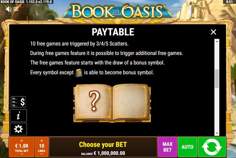 Book of Oasis Free Spins