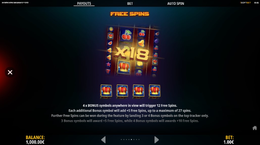 Shining King Dice Megaways Free Spins