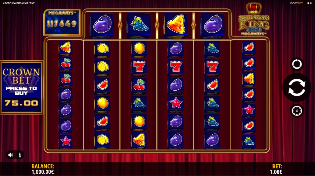 Shining King Dice Megaways Main Screen
