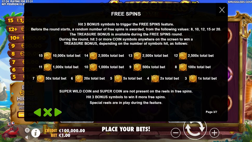 Smugglers Cove Free Spins