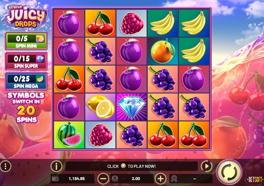 Triple Juicy Drops Main Screen