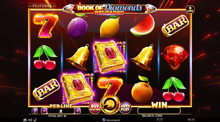 Book of Diamonds Reloaded Main Screen