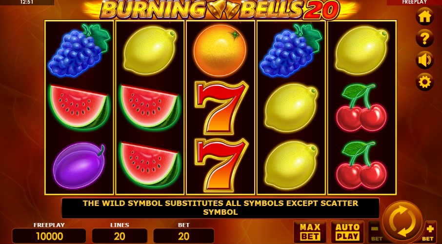 Burning Bells 20 Main Screen