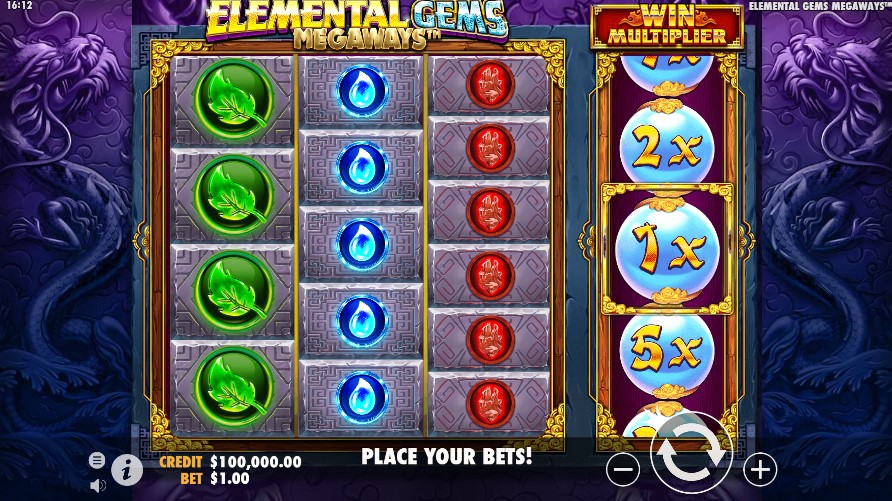 Elemental Gems Megaways Main Screen