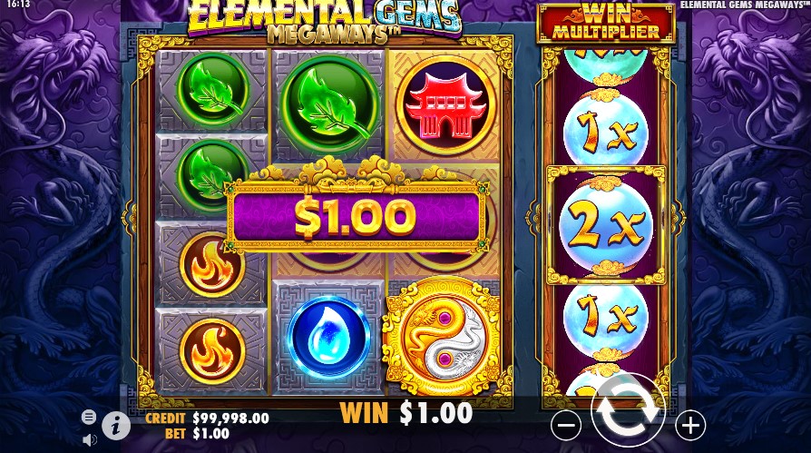 Elemental Gems Megaways Winning Screen