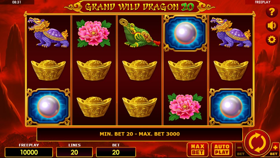 Grand Wild Dragon 20 Main Screen