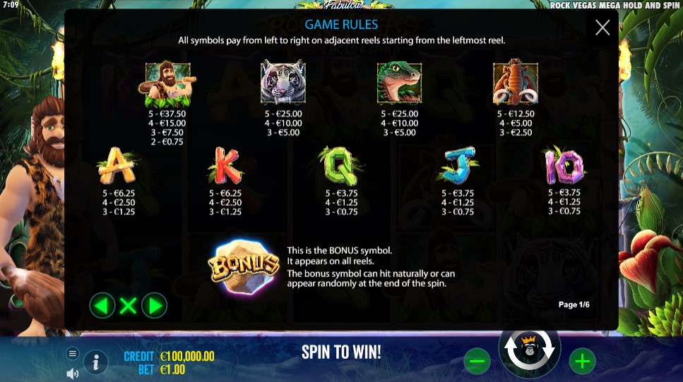 Rock Vegas Payouts
