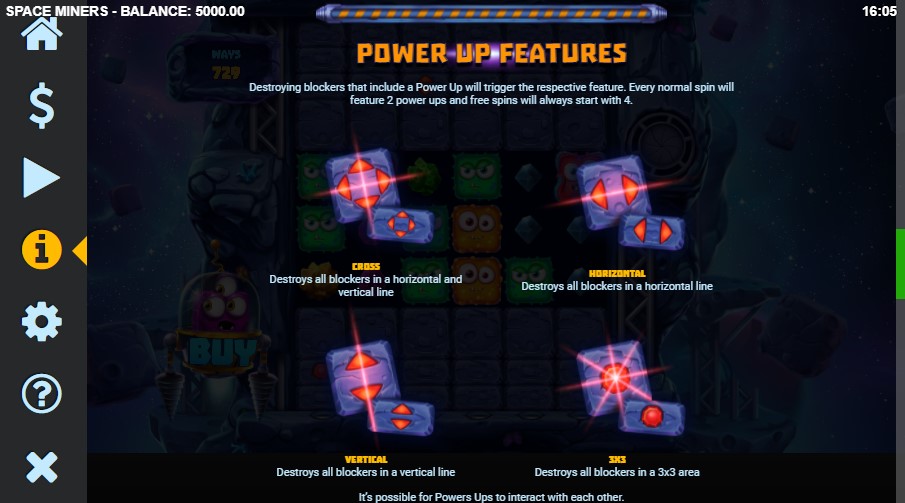 Space Miners Powerup Features