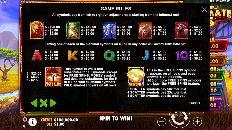 The Ultimate 5 Payouts