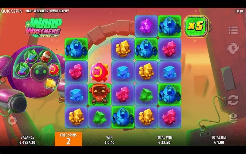 Warp Wreckers Power Glyph free spins