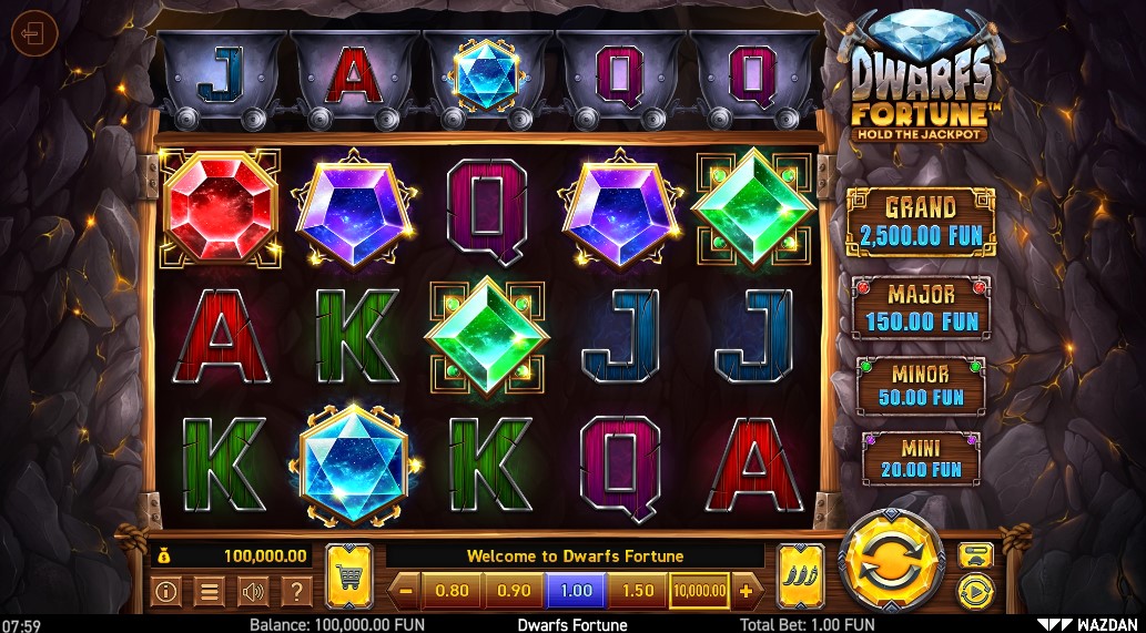 Dwarfs Fortune Hold the Jackpot Main Screen