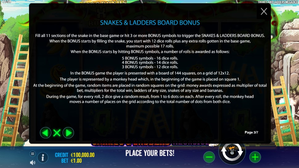 Snakes and Ladders Megadice Board Bonus