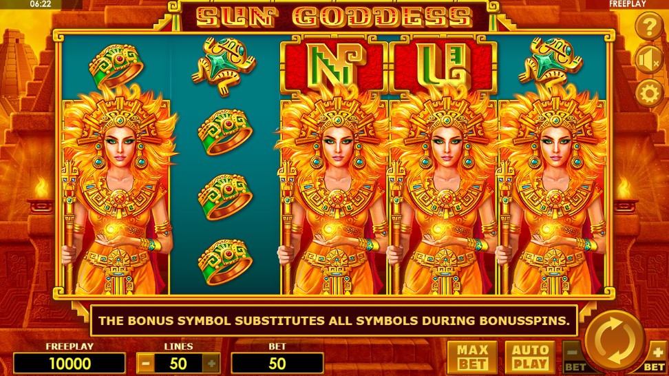 Sun Goddess Main Screen