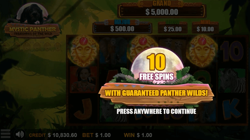 Mystic Panther Treasures of the Wild free spins