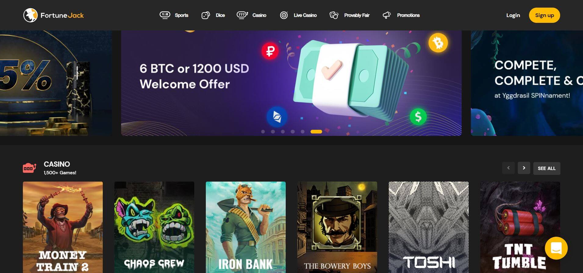 FortuneJack real money casino bonus