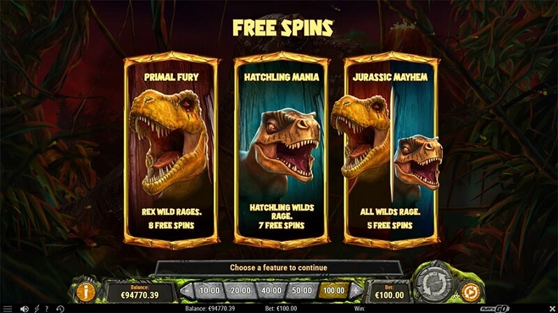 Raging Rex 2 free spins