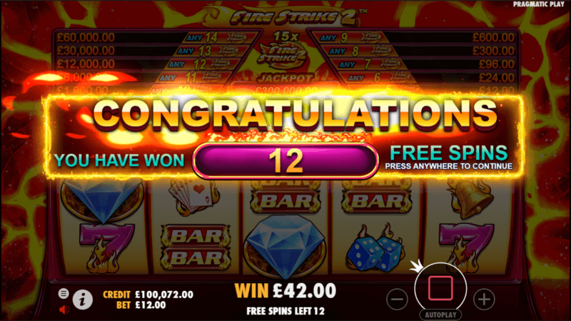 Fire Strike 2 free spins