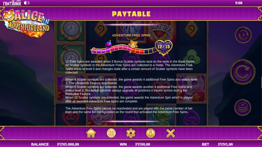Alice in Adventureland Free Spins