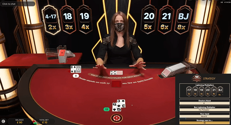 Masked dealer Lightning Blackjack