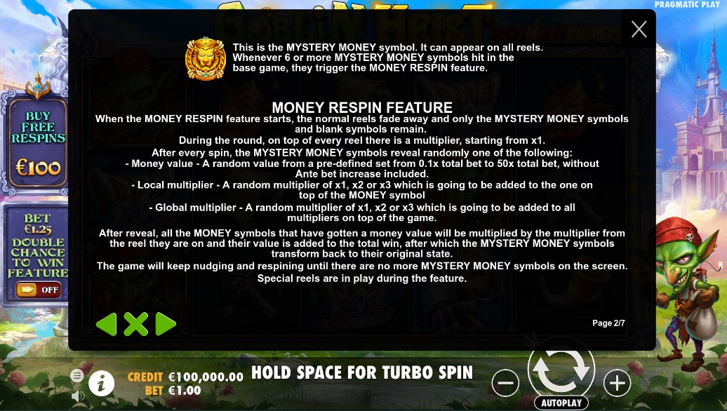 Goblin Heist Powernudge Money Respin Feature