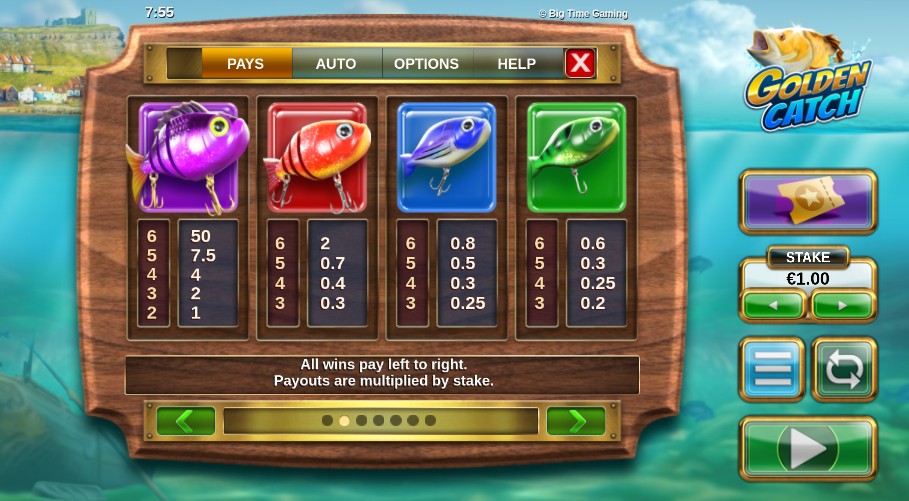 Golden Catch Megaways Payouts
