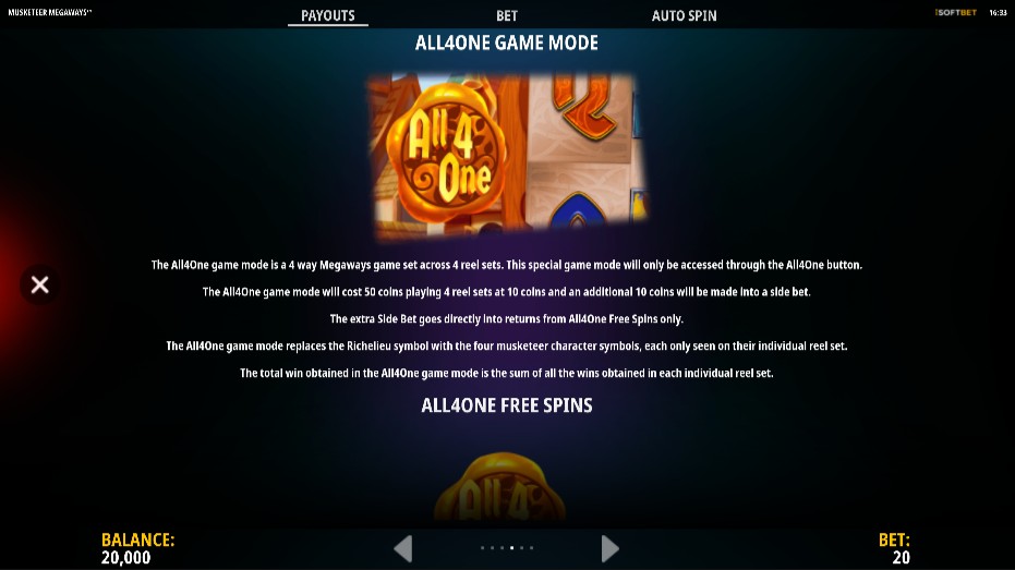 Musketeer Megaways All4One Mode