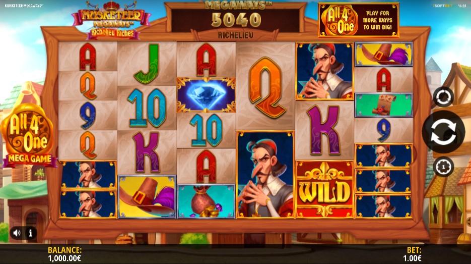 Musketeer Megaways Main Screen