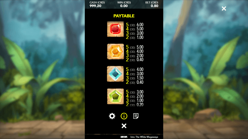 Into The Wilds Megaways paytable (1)