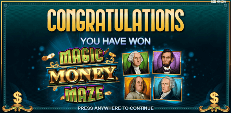 Magic Money Maze congratulations