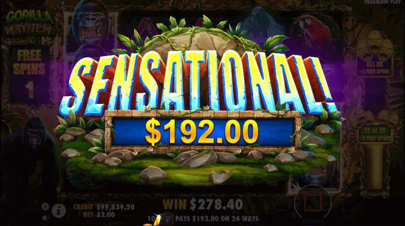 Gorilla Mayhem big wins