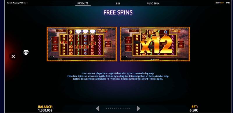 Majestic Megaways Extreme 4 free spins