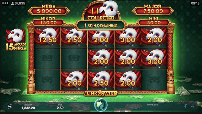 Phantom of the Opera Link & Win respins