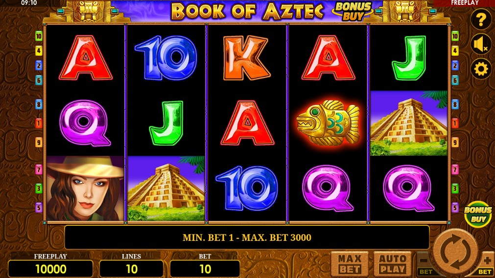 Book of Aztec Bonus Buy Main Screen