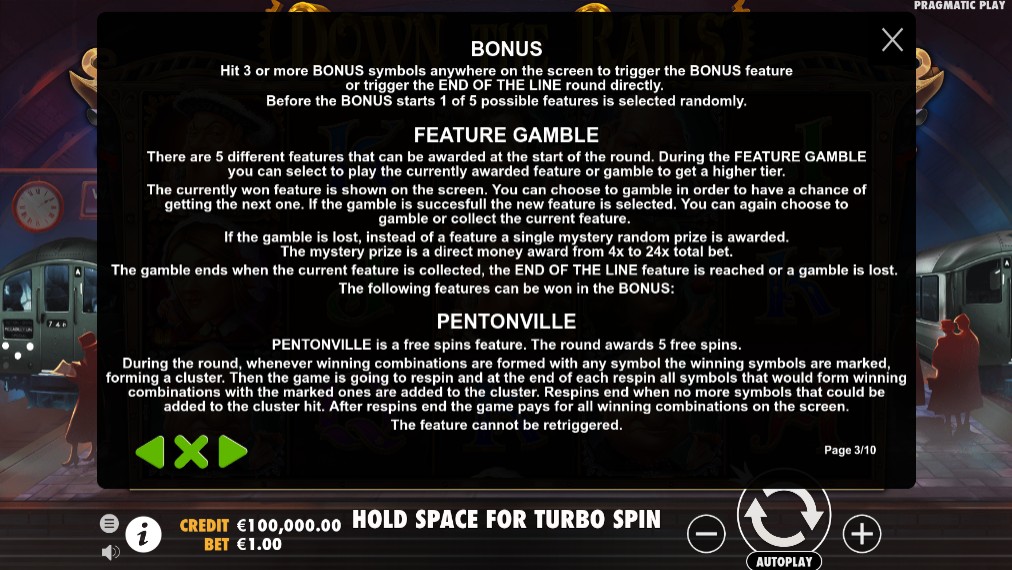 Down the Rails Bonus Feature