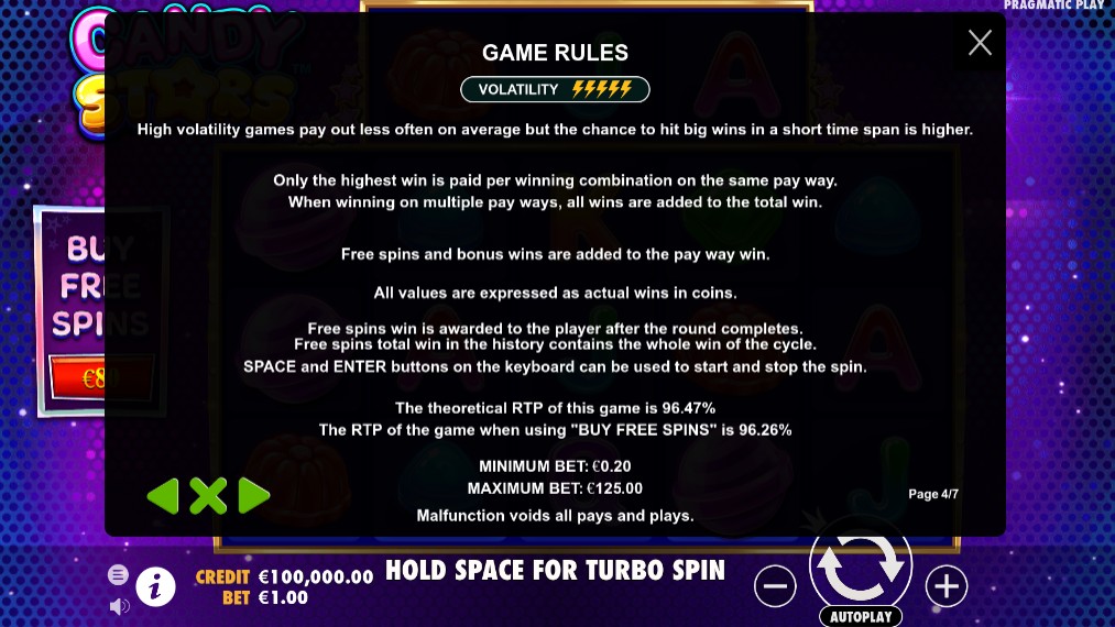 Candy Stars Game Rules