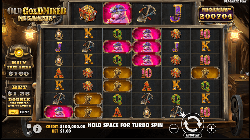 Old Gold Miner Megaways slot layout and symbols