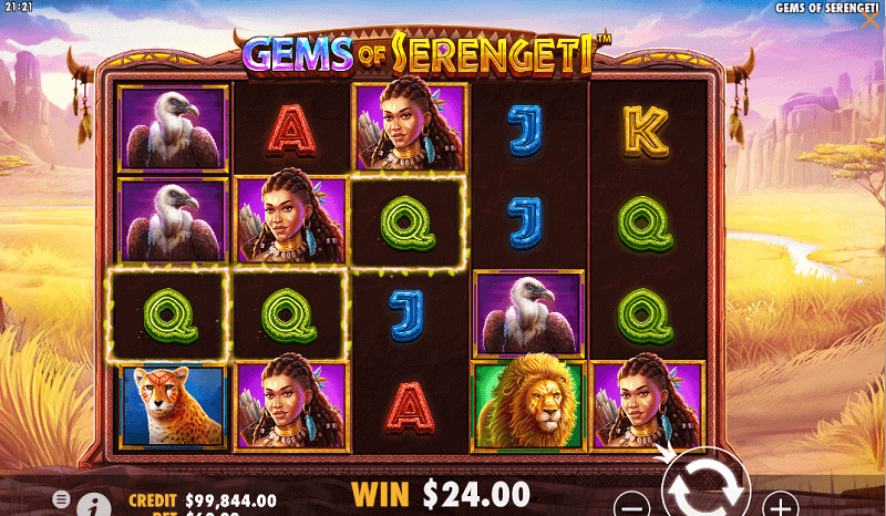 Gems of Serengeti slot layout