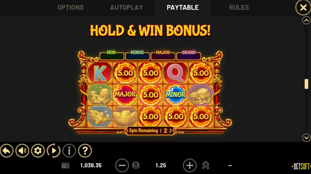 Golden Dragon Inferno Hold and Win Bonus